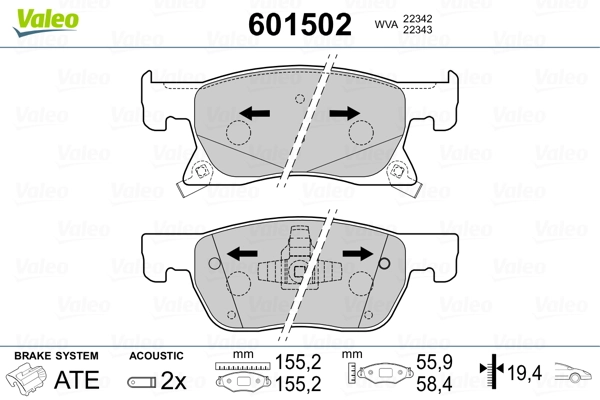 VALEO 601502 Brake Pad Set, disc brake
