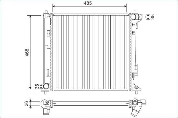 Radiator, engine cooling 701140