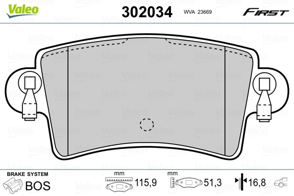 Brake Pad Set, disc brake FIRST 302034