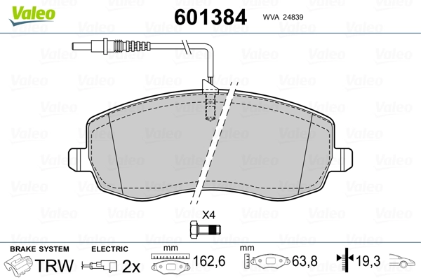 VALEO 601384 Brake Pad Set, disc brake