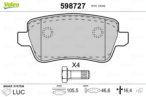 VALEO 598727 Brake Pad Set, disc brake