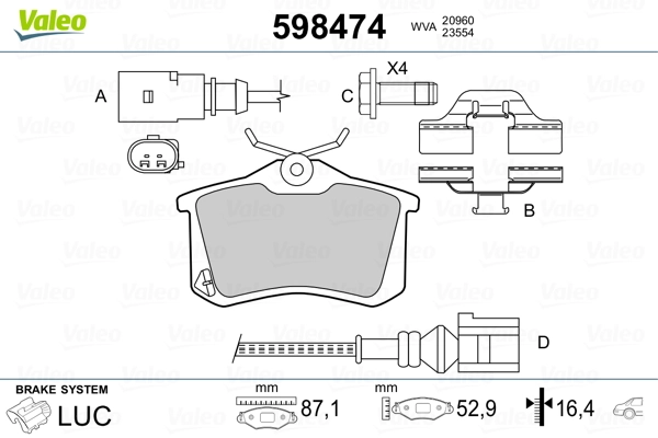 Brake Pad Set, disc brake 598474
