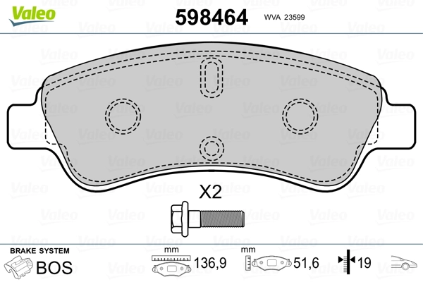 Brake Pad Set, disc brake 598464