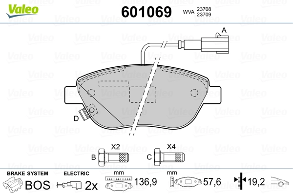 VALEO 601069 Brake Pad Set, disc brake