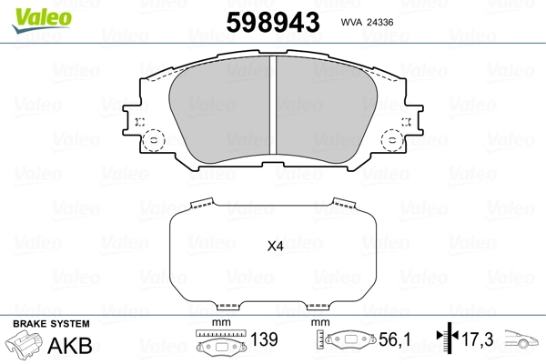 Brake Pad Set, disc brake 598943
