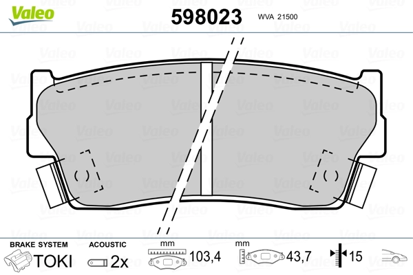VALEO 598023 Brake Pad Set, disc brake