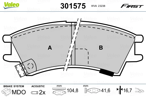 Brake Pad Set, disc brake FIRST 301575