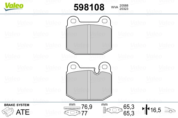 VALEO 598108 Brake Pad Set, disc brake