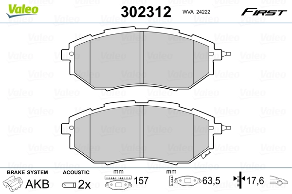 Brake Pad Set, disc brake FIRST 302312