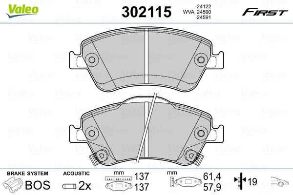 Brake Pad Set, disc brake FIRST 302115