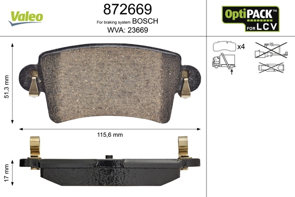 Brake Pad Set, disc brake OPTIPACK for LCV 872669