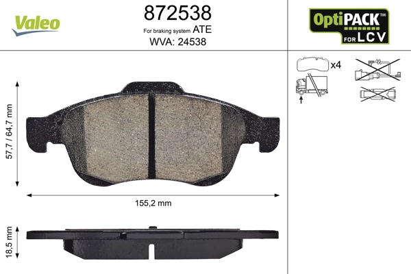 Brake Pad Set, disc brake OPTIPACK for LCV 872538