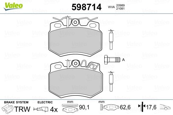 VALEO 598714 Brake Pad Set, disc brake