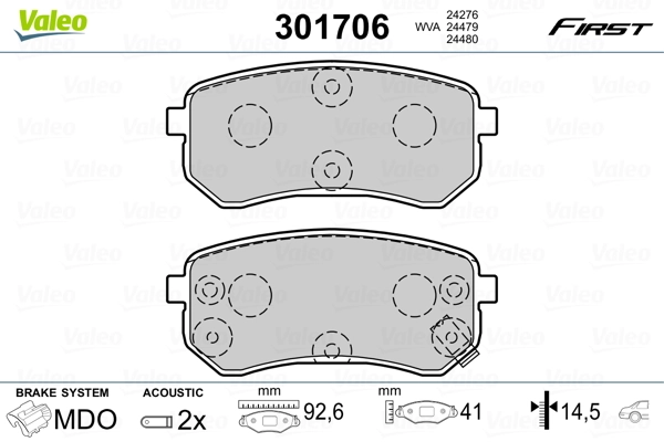 Brake Pad Set, disc brake FIRST 301706