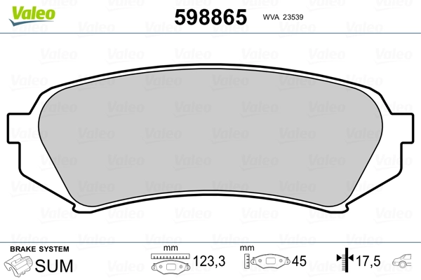 VALEO 598865 Brake Pad Set, disc brake