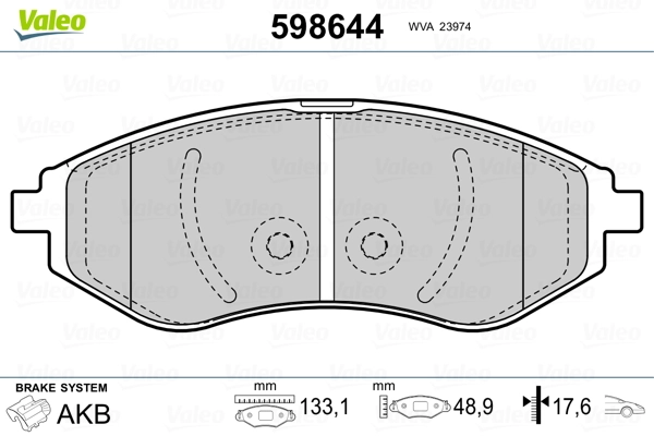 VALEO 598644 Brake Pad Set, disc brake