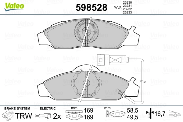 VALEO 598528 Brake Pad Set, disc brake