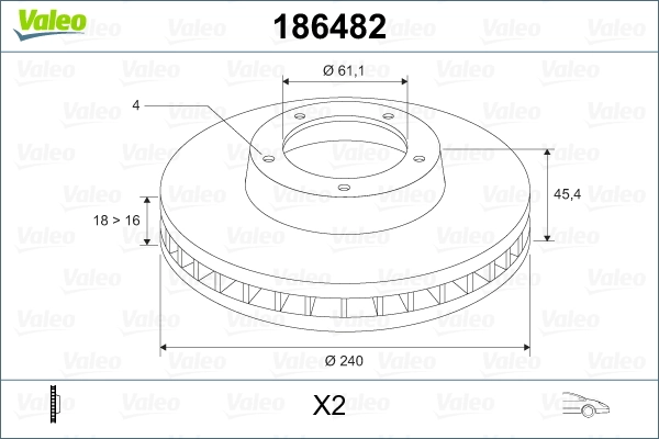 VALEO 186482 Brake Disc