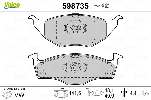 VALEO 598735 Brake Pad Set, disc brake