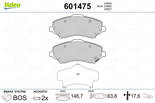 VALEO 601475 Brake Pad Set, disc brake