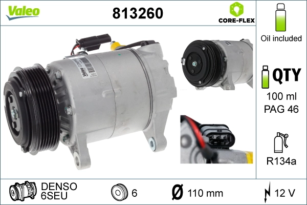 Compressor, air conditioning VALEO CORE-FLEX 813260