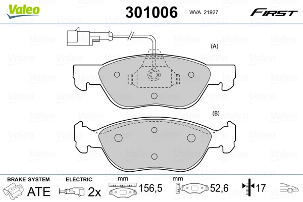 VALEO 301006 Brake Pad Set, disc brake
