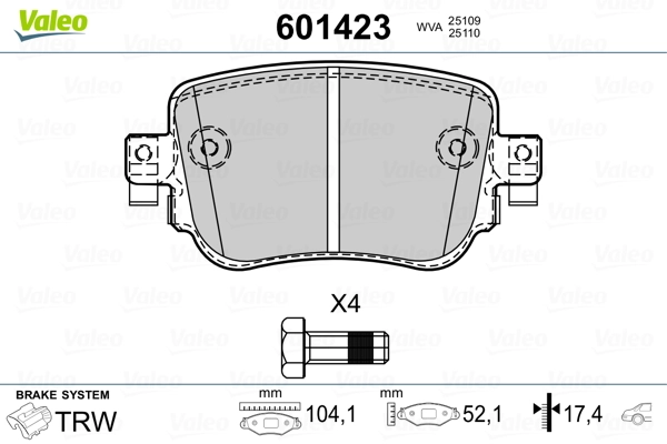 VALEO 601423 Brake Pad Set, disc brake
