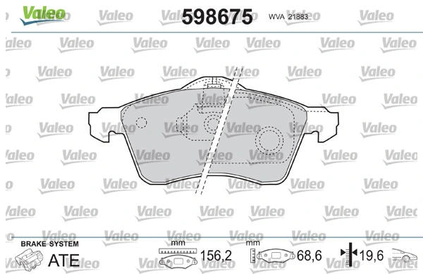 VALEO 598675 Brake Pad Set, disc brake