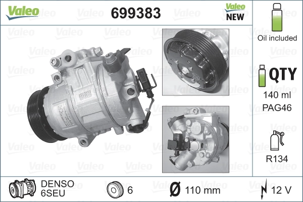 Compressor, air conditioning VALEO CORE-FLEX 699383
