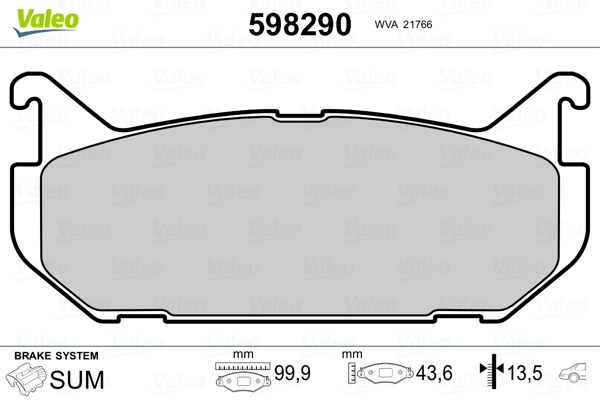 VALEO 598290 Brake Pad Set, disc brake