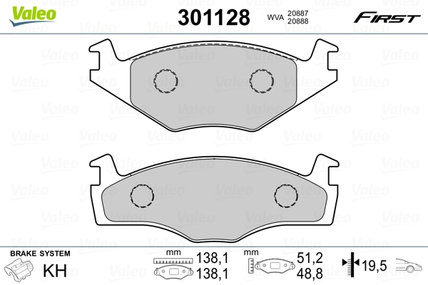 VALEO 301128 Brake Pad Set, disc brake