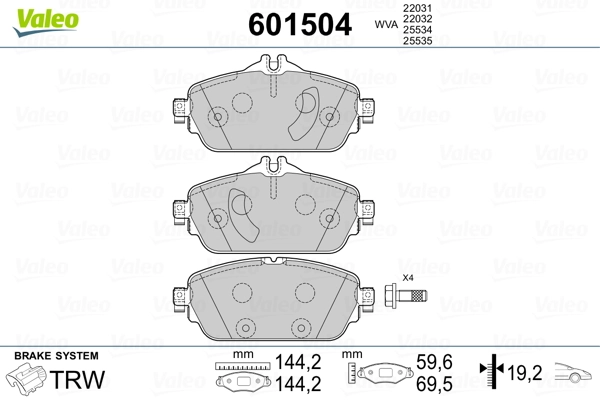VALEO 601504 Brake Pad Set, disc brake