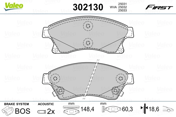 Brake Pad Set, disc brake FIRST 302130
