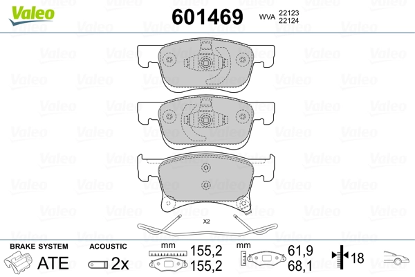 VALEO 601469 Brake Pad Set, disc brake