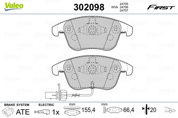 Brake Pad Set, disc brake FIRST 302098