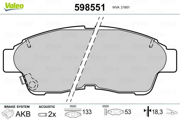 VALEO 598551 Brake Pad Set, disc brake