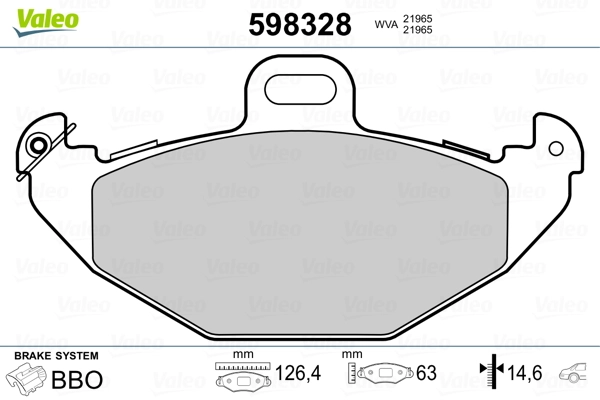 VALEO 598328 Brake Pad Set, disc brake