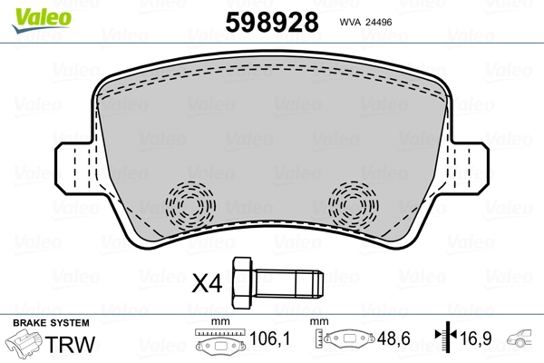 Brake Pad Set, disc brake 598928