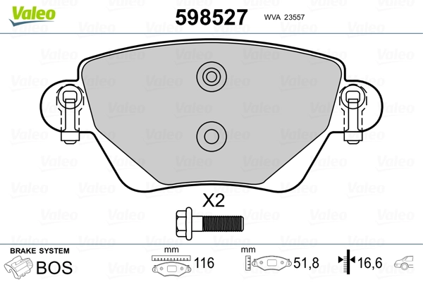 VALEO 598527 Brake Pad Set, disc brake