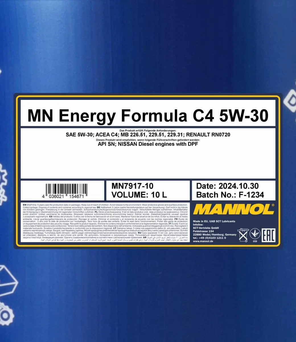 모터 오일 Mannol Energy Formula C4 5W-30 MN7917-10