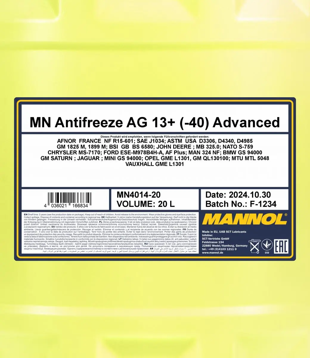 Antifreeze Mannol Antifreeze AG13+ (-40) Advanced MN4014-20