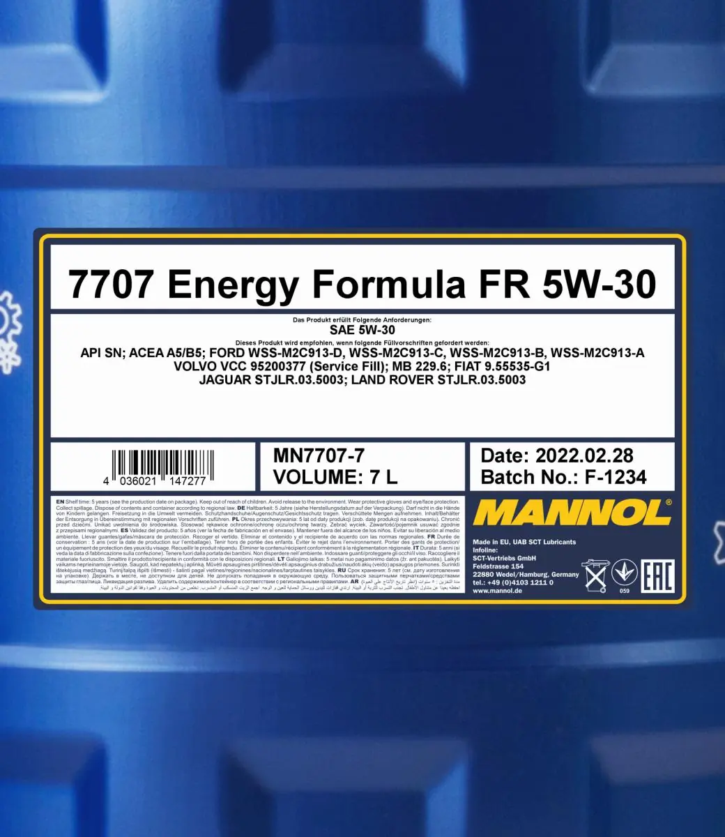 Engine Oil Mannol 7707 Energy Formula FR 5W-30 MN7707-7