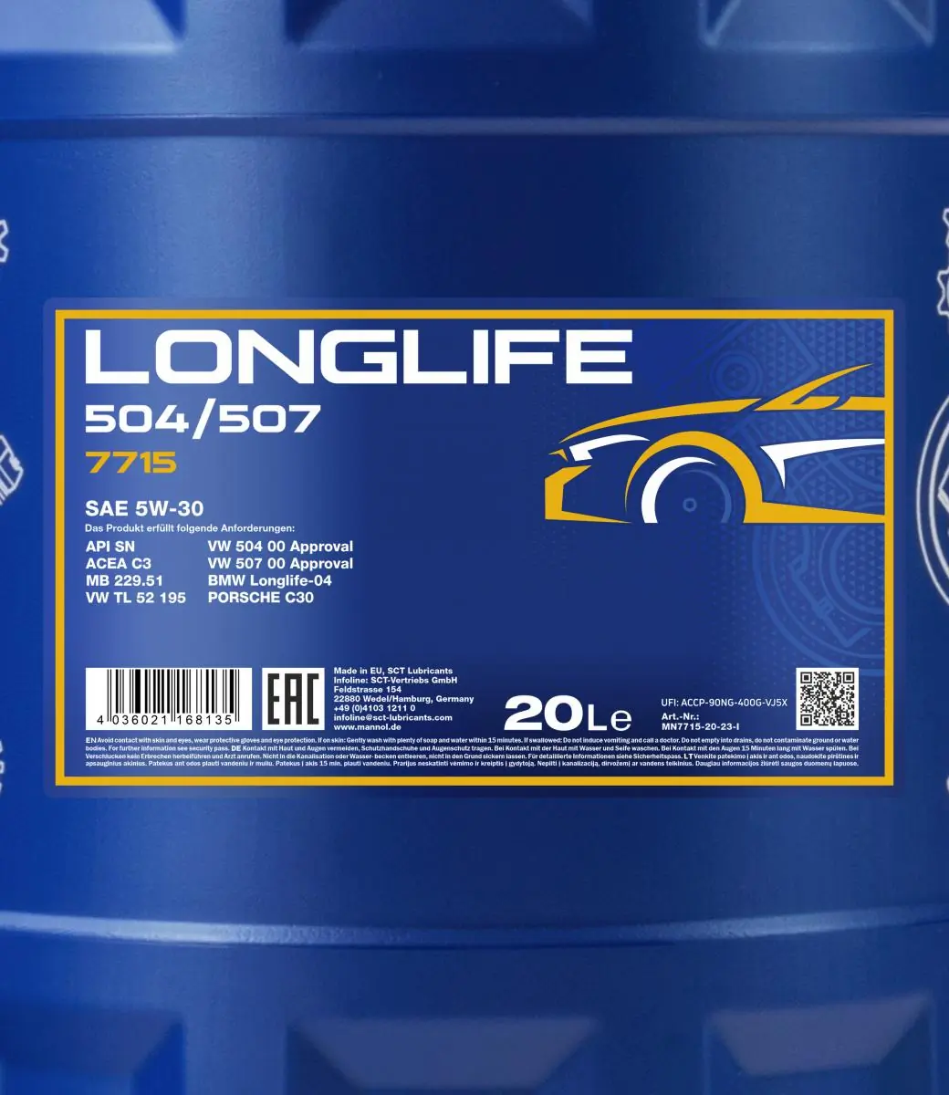 Engine Oil Mannol 7715 Longlife 504/507 5W-30 MN7715-20