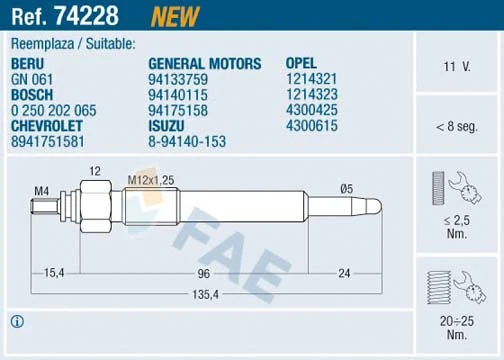 Glow Plug 74228