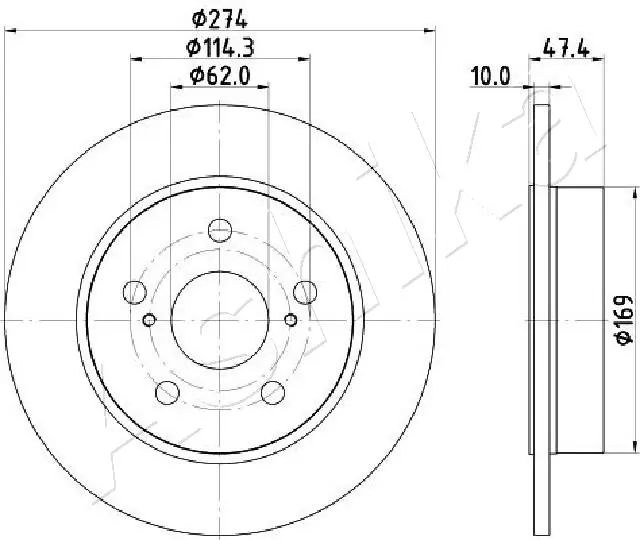 ASHIKA 61-02-274C Brake Disc