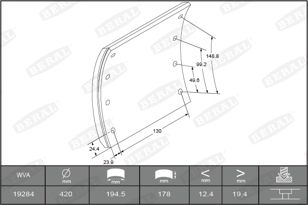 Brake Lining Kit, drum brake KBL19283.0-1686