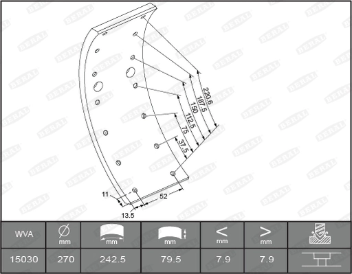 鼓式制动片组件 KBL15030.0-1561