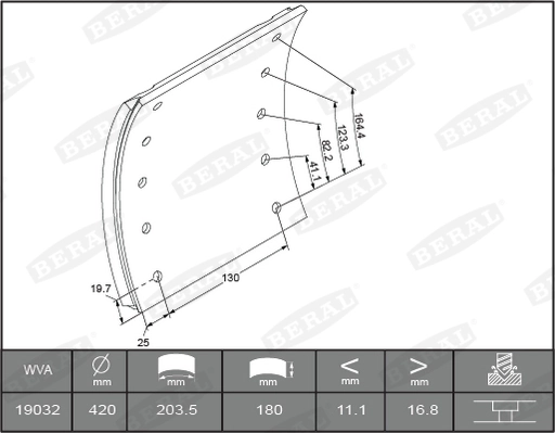 Brake Lining Kit, drum brake KBL19032.0-1560