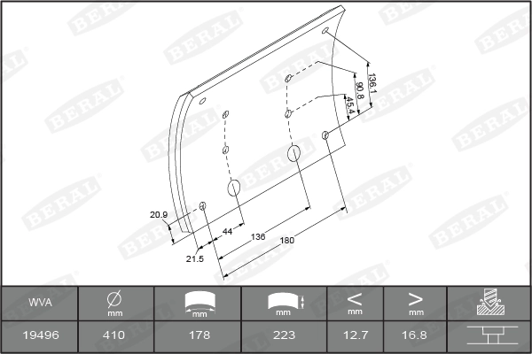 Brake Lining Kit, drum brake KBL19496.9-1575