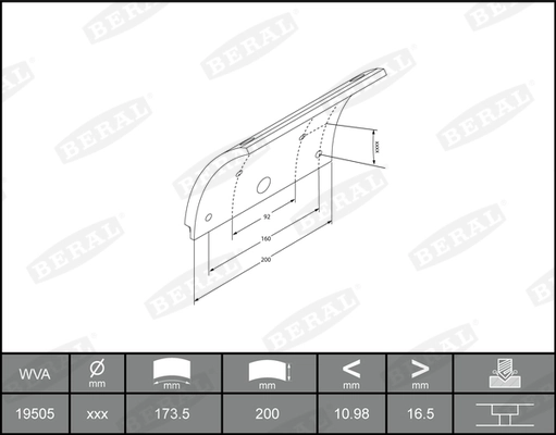 Brake Lining Kit, drum brake KBL19505.0-1561